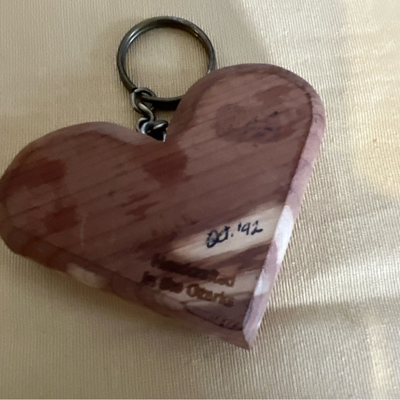 Vintage Mammoth Spring State Park Wooden Heart Keychain Handcrafted For Ozarks - Picture 9 of 10